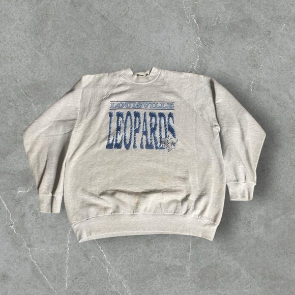 Vintage Louisville Leopards Sweatshirt‎ Mens XL Heather Grey 90s University Crew - Picture 1 of 8